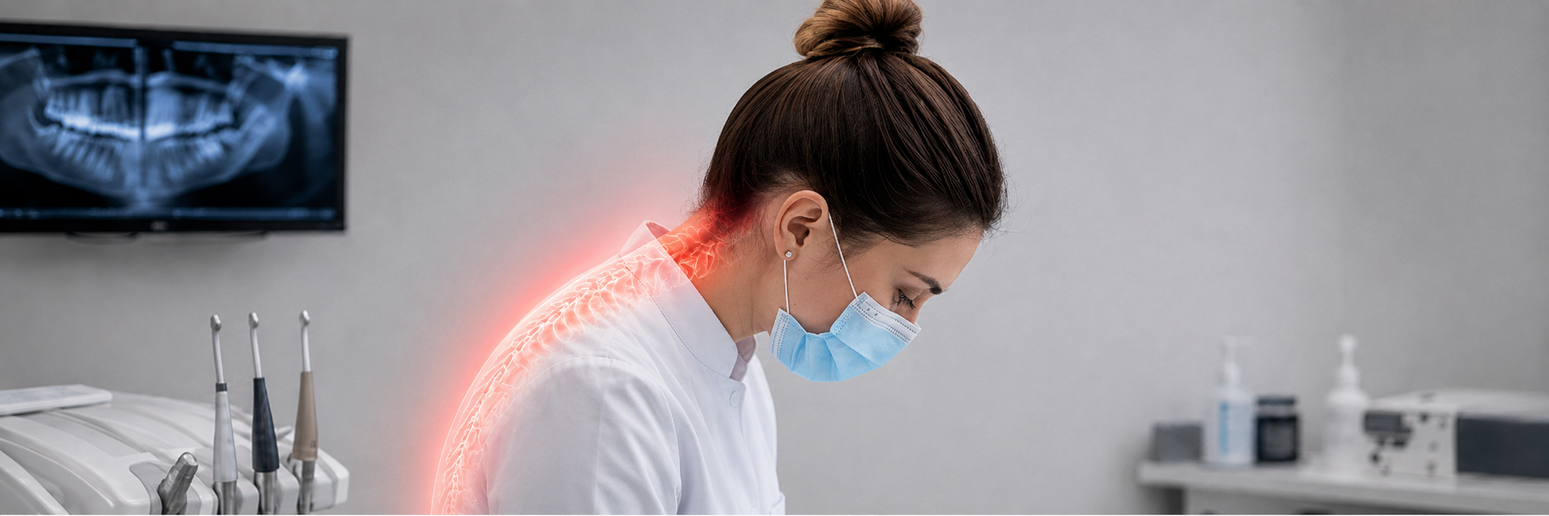 Strained posture without ergonomic alignment